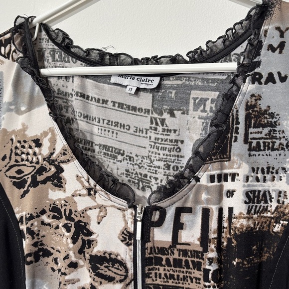 🎉4/30$🎉 Marie Claire Size 13 Vintage Graphic Print Zip-Up Dress - Picture 2 of 7